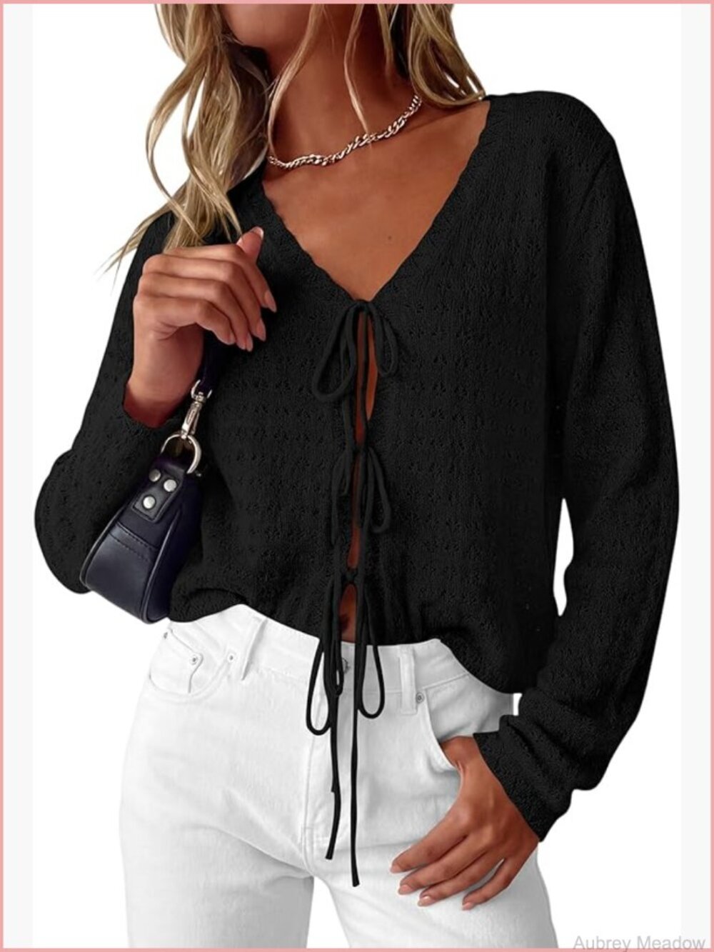 Tie Front Crochet Knit Cardigan Boho Beach Cover Up Lightweight Long Sleeve Top